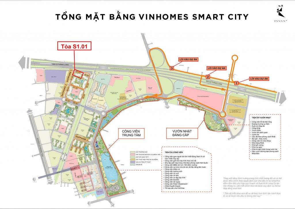 Vị trí tòa S1.01 trên mặt bằng tổng thể đại đô thị Vinhomes Smart City