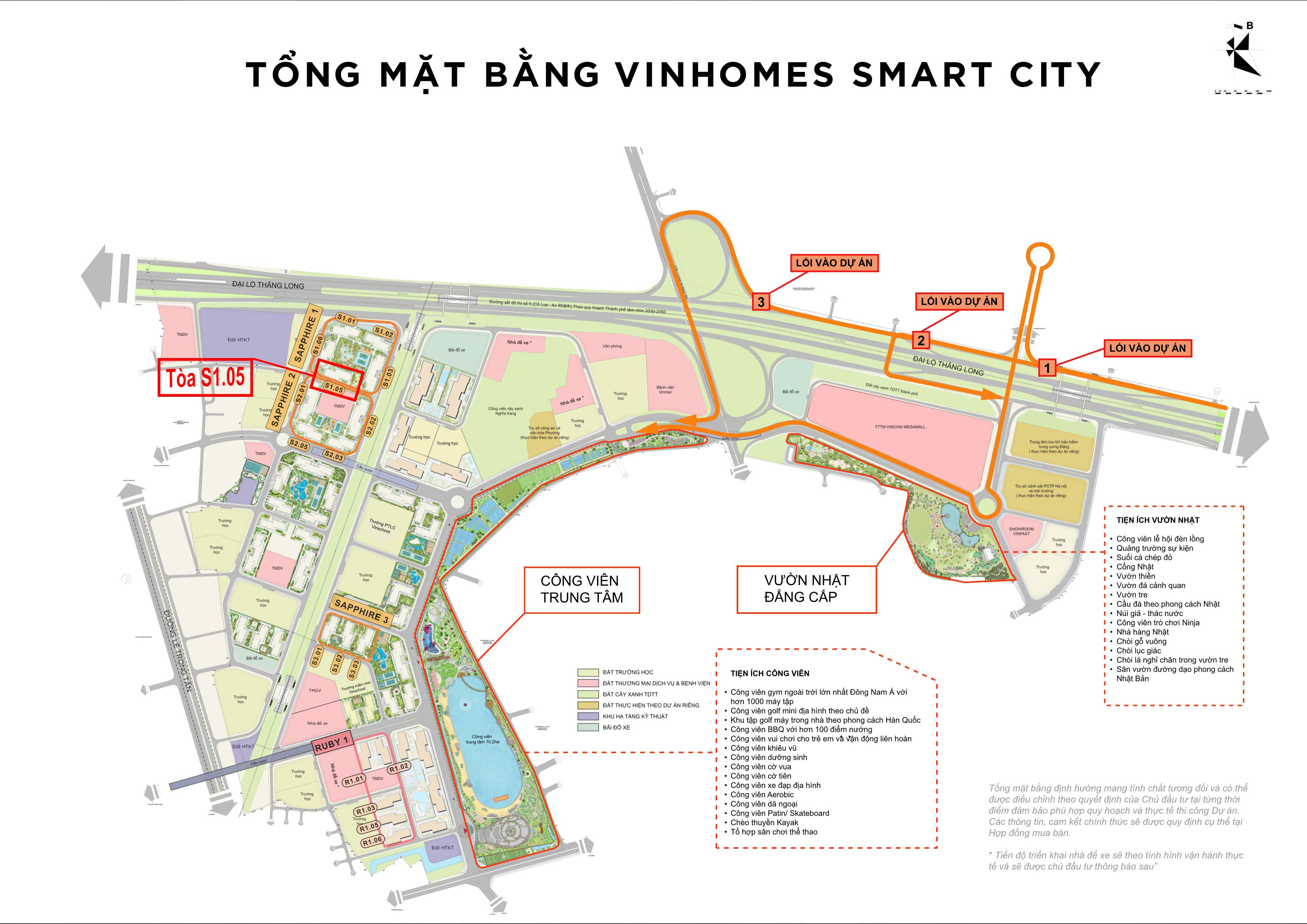 Vị trí tòa S1.05 trên tổng mặt bằng dự án