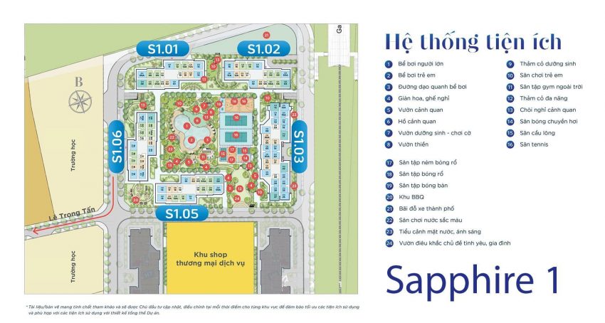 Thông tin chi tiết phân khu Sapphire 1 Vinhomes Smart City Mặt bằng phân khu Sapphire 1 Smart City