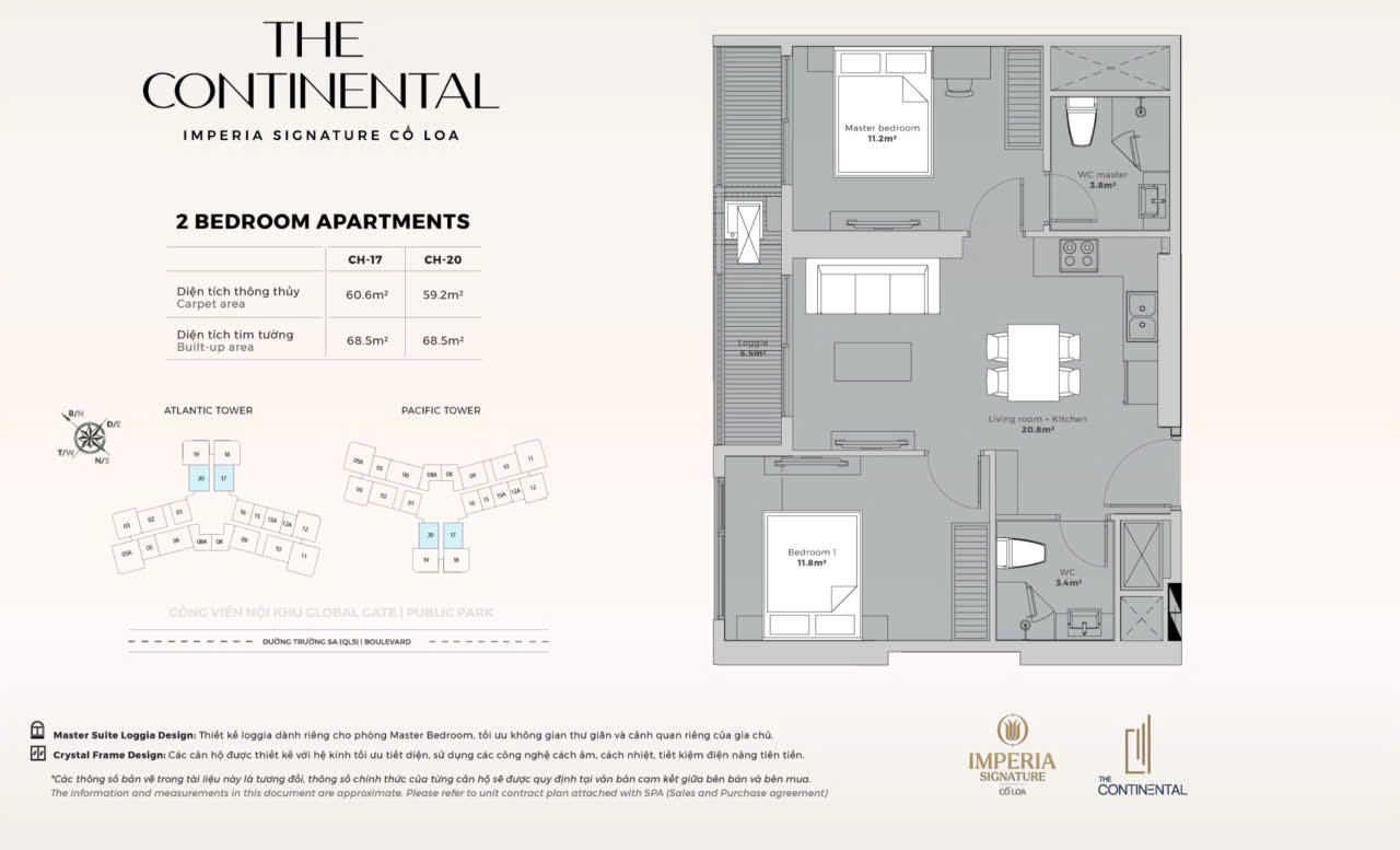 Thiết kế căn 2PN diện tích 60m2