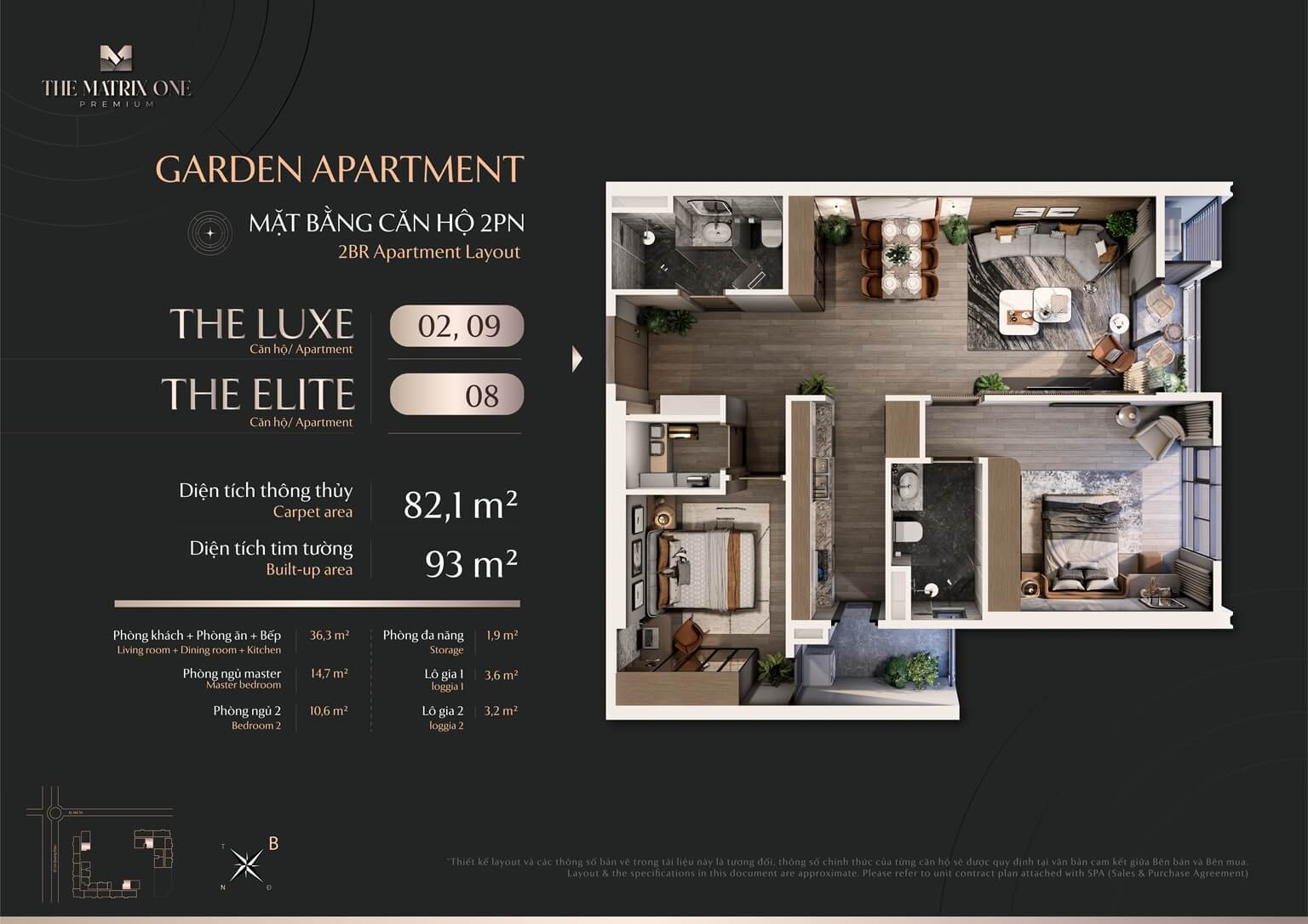 Mặt bằng căn LUXE 02 09 ELITE 08 The Matrix One Premium