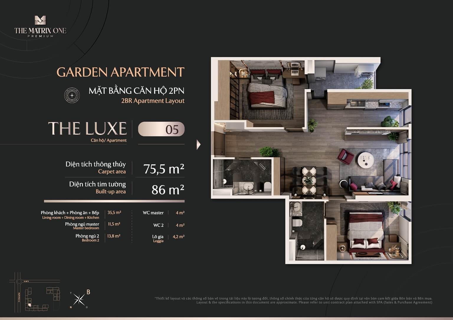 Mặt bằng căn LUXE 05 The Matrix One Premium
