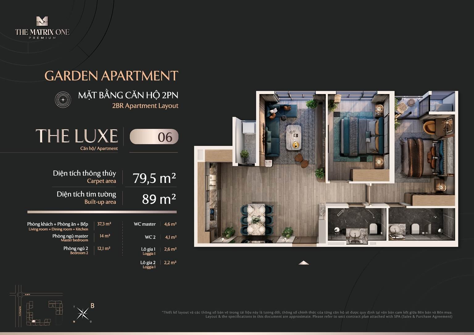Mặt bằng căn LUXE 06 The Matrix One Premium