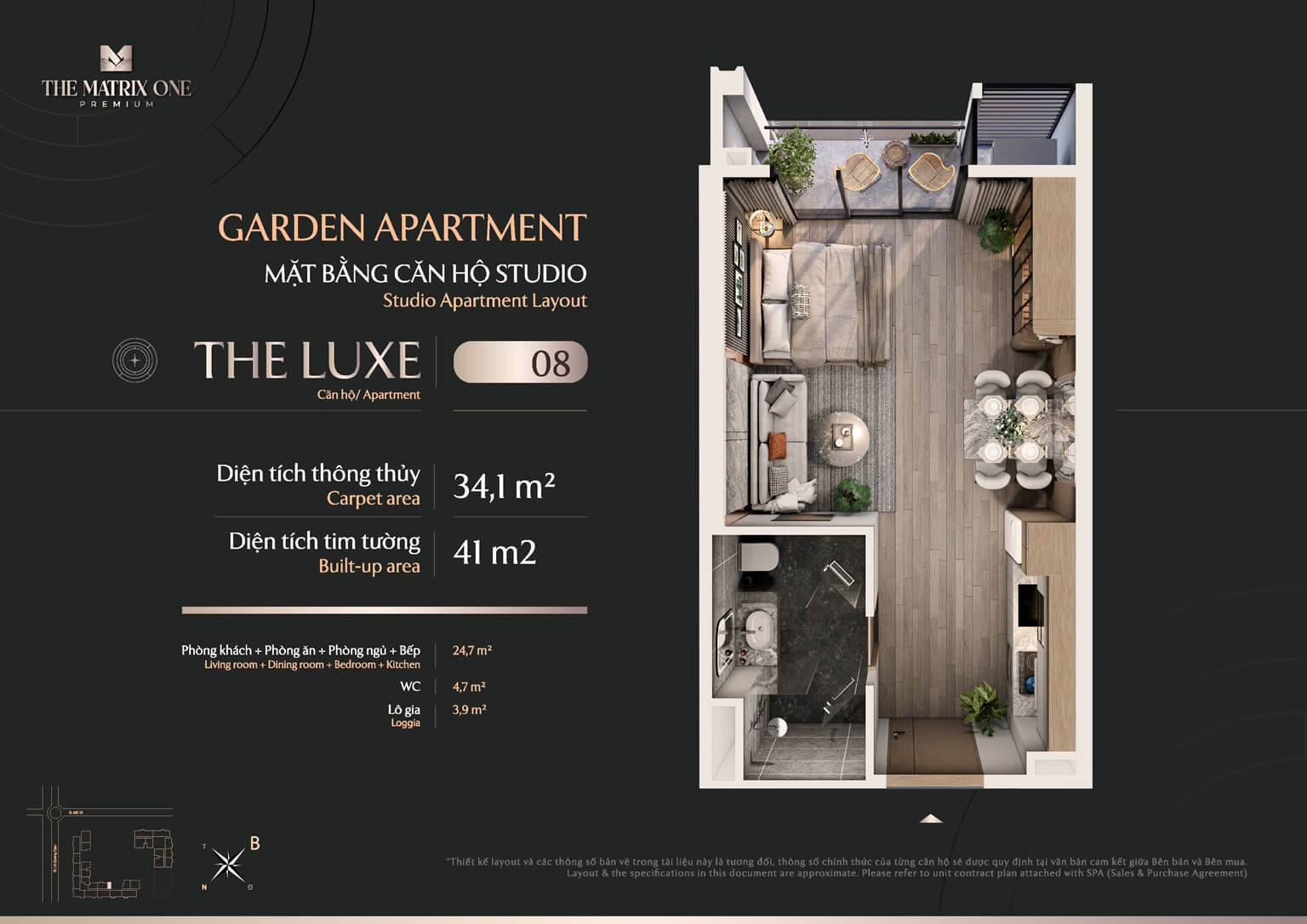 Mặt bằng căn LUXE 08 The Matrix One Premium