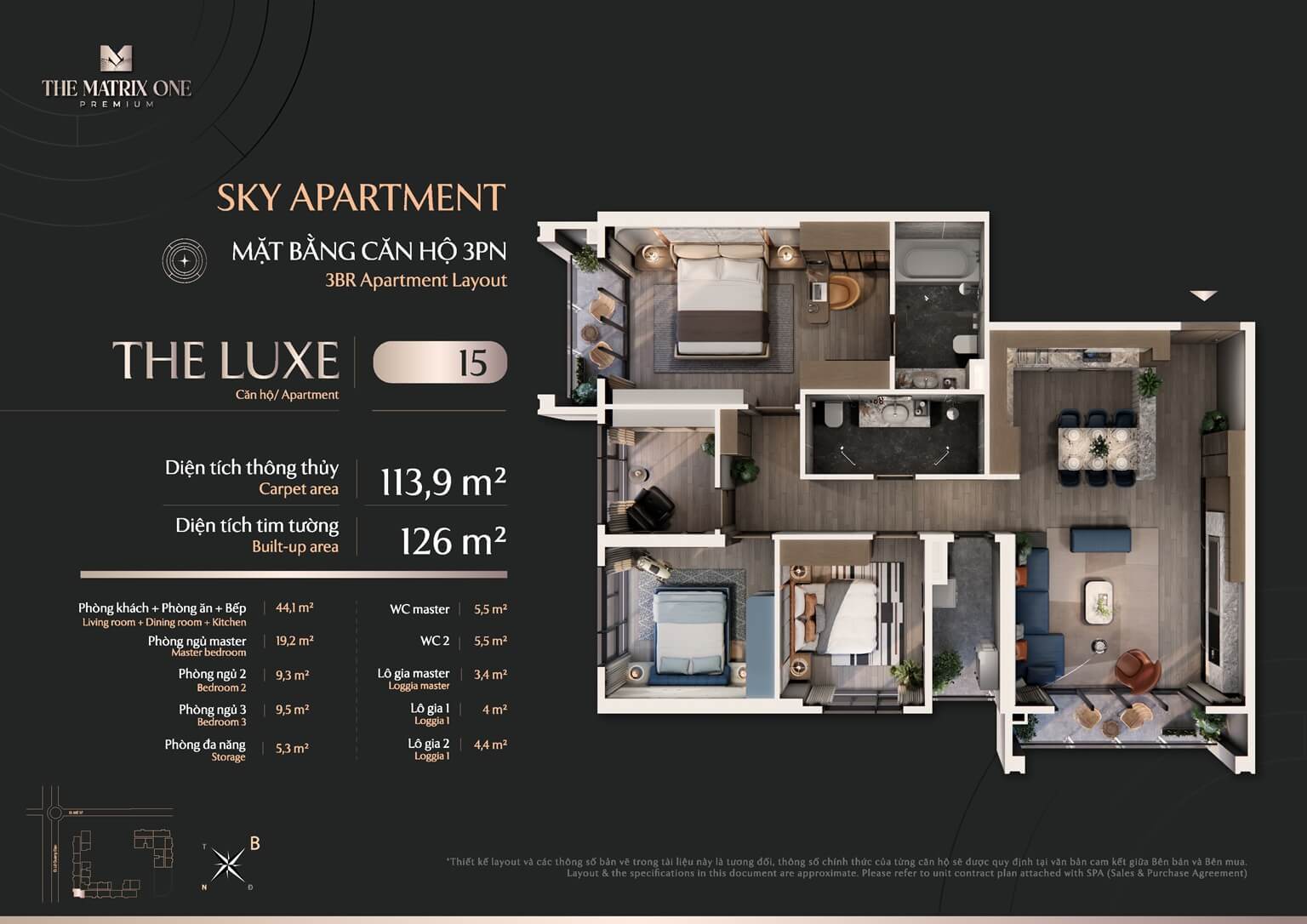 Mặt bằng căn LUXE 15 The Matrix One Premium