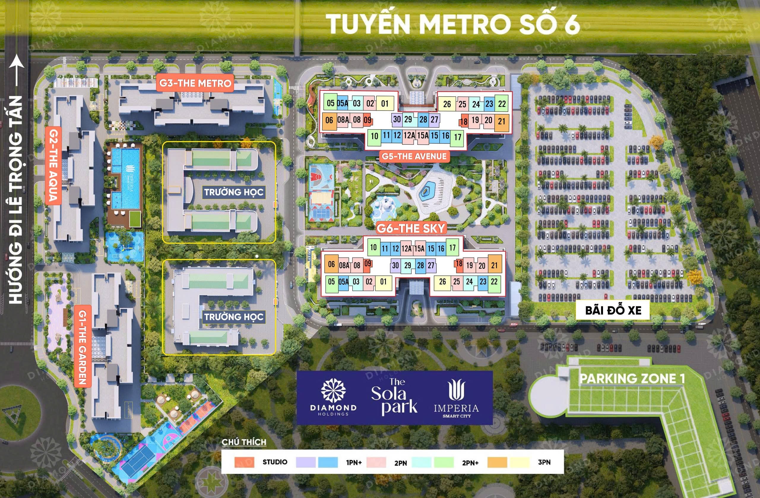 Mặt bằng tòa G5 và G6 phân khu The Sola Park