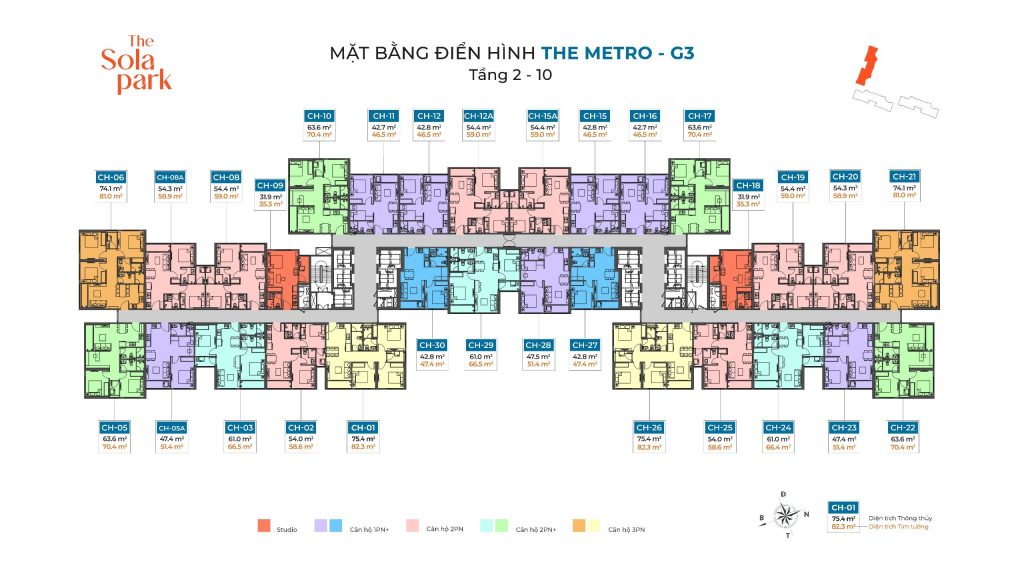 Mặt bằng điển hình tòa The Metro - G3