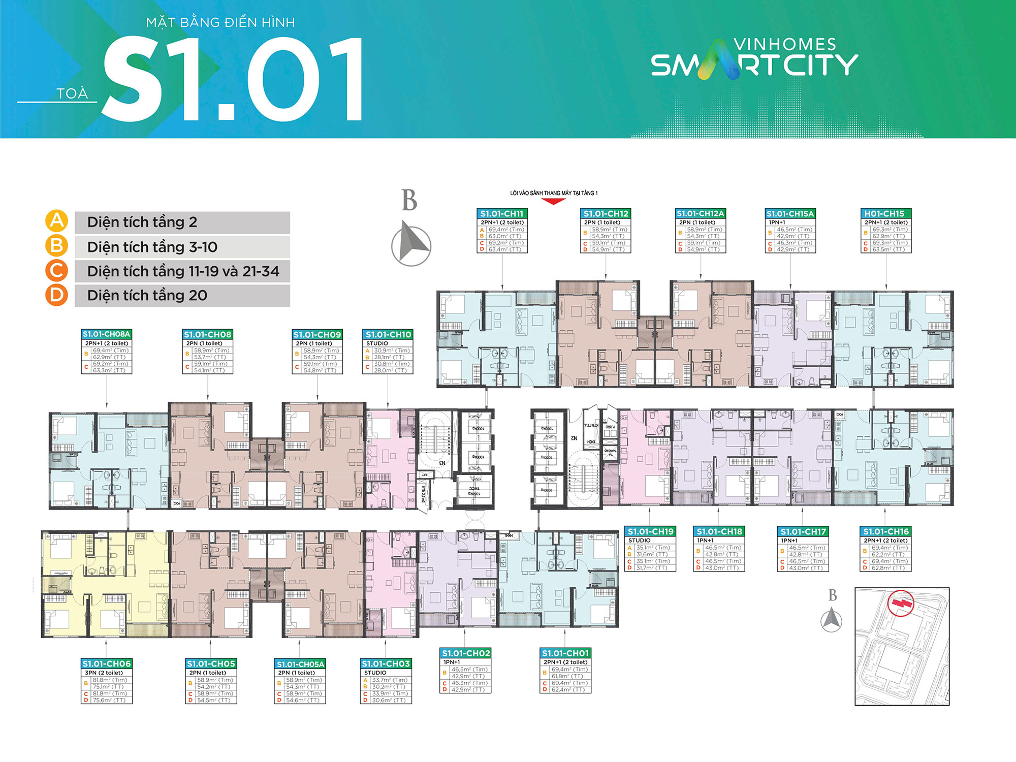 Mặt bằng tòa S1.01 The Sapphire 1 Smart City