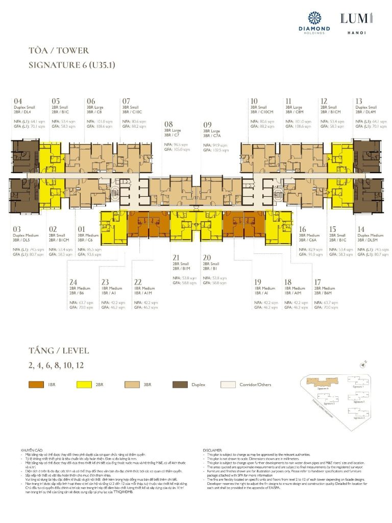 Mặt bằng tầng điển hình tòa Signature 6 