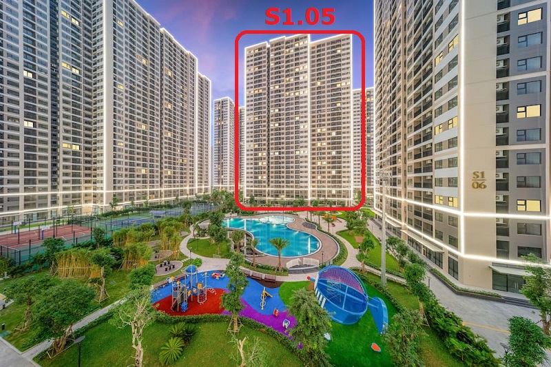 Tầm view thực từ tòa S1.05 hướng ra công viên nội khu
