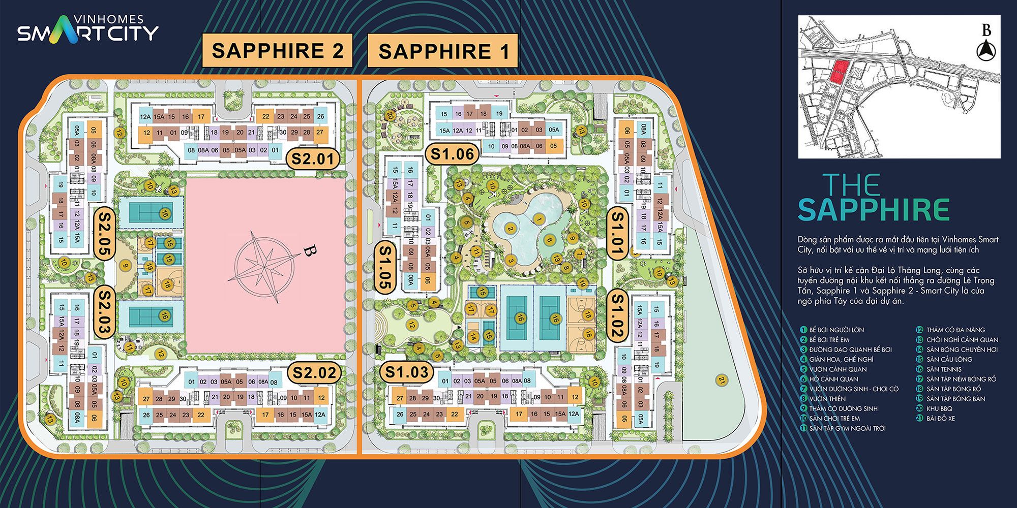 Thông tin chi tiết phân khu Sapphire 2 Vinhomes Smart City The Sapphire Smart City