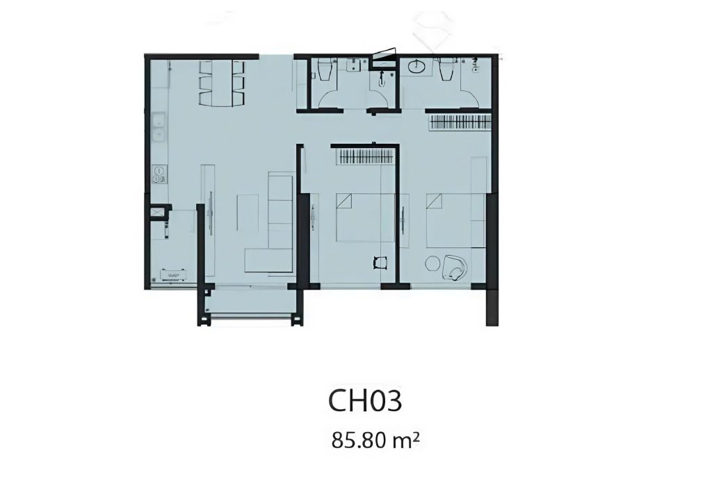 Thiết kế căn 2PN 85m2 the matrix premium