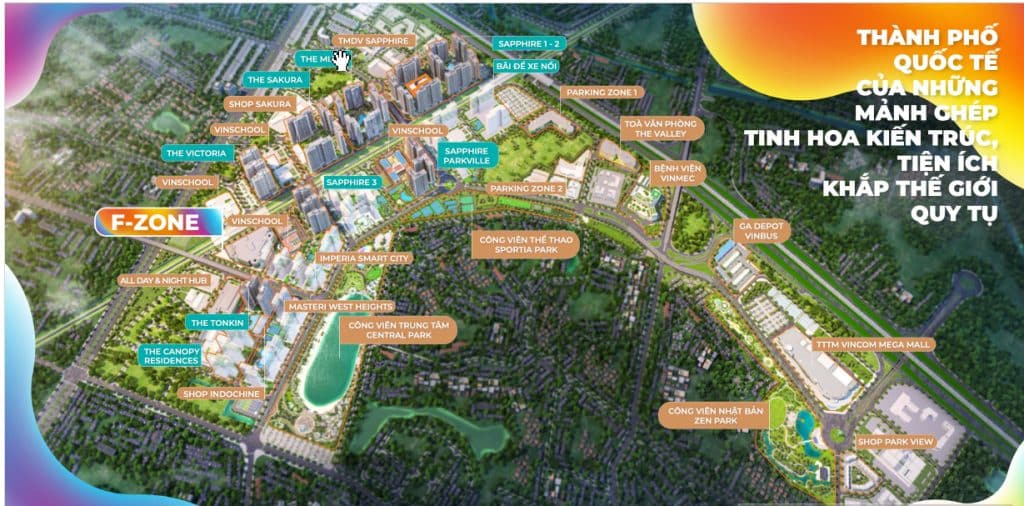 vị trí shop Fzone tại vinhomes smart city